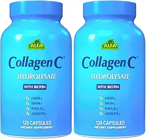 [BRSRMAI3OYBBMGT7] ALFA VITAMINS CollagenC Anti-Aging Nutritional Supplement for - Skin, Nails & Hair Rejuvenation - Supports Bone & Muscle Health - Made in USA - 120 Capsules - 2 Pack