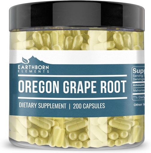 [BRSW2FDRO4BQMFA7] Earthborn Elements Oregon Grape Root 200 Capsules, Pure & Undiluted, No Additives