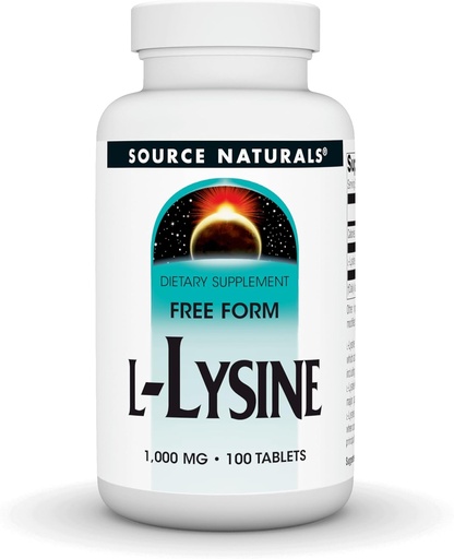 [BRSWIHL4BUGAYEIZ] Source Naturals L-Lysine Free Form, 1,000 mg - Amino Acid Supplement Supports Energy Formation & Collagen* - 100 Tablets