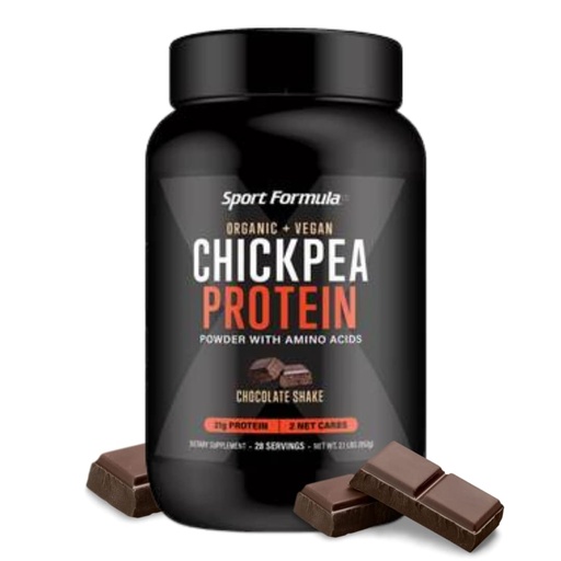 [BRSWYAT3B4NRU2A7] Sport Formula Chickpea Protein Powder, Organic and Vegan Plant Based Protein, All Natural Protein Powder with Essential Amino Acids, Chocolate Flavor, only 2 net Carbs with 21 Grams Protein