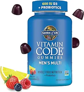 [BRSROYD4BB6QOCTV] Men’s Multivitamin Gummy: Vitamins C, D, E, B & Zinc for Energy, Stamina & Stress, Probiotics for Digestive & Immune Health, Vitamin Code, Non-GMO, Gluten-Free, 90 Lemon Berry Gummies, 30 Day Count