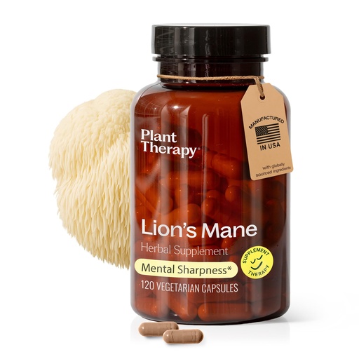 [BRSRAZYHBABQMEIZ] Plant Therapy Lion's Mane Mushroom Supplement Capsules Manufactured in USA 4 Month Supply Supports Brain Health, Mental Clarity & Memory Supplements for Women & Men 120 Vegetarian Capsule