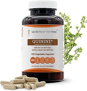 [BRSWGBLRDJYGEDTZ] Secrets of the Tribe Quinine Capsules 1000 mg Wildcrafted Quinine (Cinchona officinalis) Dried Bark, Leg Cramp Support Supplement (120 Capsules)