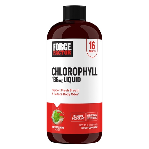 [BRSROBD5AQFQGET6] Force Factor Chlorophyll Liquid Body Deodorizing Supplement, Freshens Breath and Body Naturally, Made with No Artificial Sweeteners or Colors, Non-GMO, Natural Mint Flavor, 16 oz.