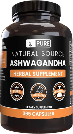 [BRSWYBIBOV6RQ3DZ] Pure Original Ingredients Ashwagandha (365 Capsules) No Magnesium Or Rice Fillers, Always Pure, Lab Verified