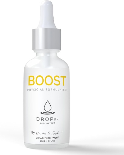 [BRSROBINCN6GAH35] DropRx Boost by Dr. Nicole Saphier – Maca Root, Ashwagandha, Lions Mane & Peppermint Leaf Extract for Vitality Support, Non-GMO, Vegan, Gluten-Free, Kosher, Made in USA (2 Fl Oz)