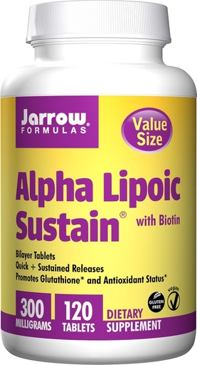 [BRSWI2QGDIAGGC3O] Jarrow Formulas Alpha Lipoic Sustain 300, Value Size, 300 Mg, 120 Sustain Tablets ( 3-Pack)