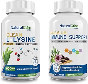 [BRSRMAQNDMAQK23D] Natural Cure Labs Bundle: Clean L-Lysine + Immune Support
