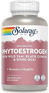 [BRSWIYQAO4FGMDAZ] SOLARAY PhytoEstrogen Menopause Supplements with Wild Yam, Black Cohosh and Dong Quai - Phyto Estrogen Pills for Perimenopause and Menopause Support, Vegan, 60-Day Guarantee, 60 Servings, 240 VegCaps