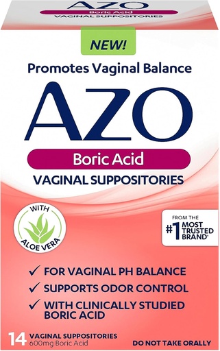 [BRSROZI5OUFWCCLZ] AZO Boric Acid Suppositories for Women, Helps Support Odor Control and Balance Vaginal PH with Clinically Studied Boric Acid, Non-GMO, 30 Count