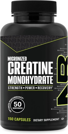 [BRSRAZLRBYCGGELG] NutraBio Pure Micronized Creatine Monohydrate Capsules, Pilas Creatinas, soporta Bulk Muscle Energy, Recovery y Strength - Keto Friendly, Kosher, Creatine Suplemento Nutricional para Hombres y Mujeres