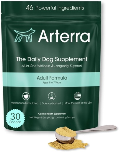 [BRSRAZT3PMHRYALF] Adult Dog Powder Supplement & Food Topper – 46 Ingredients for Gut, Immune & Brain Health – Daily Longevity Multivitamin for Whole Body Wellness | 30 Scoops