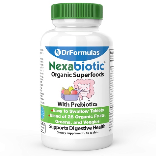 [BRSWGEINOQBWMETF] DrFormulas Organic Prebiotic Fiber for Constipation Relief | Nexabiotic Superfood Tabs for Probiotic Digestive Health, 60 Tablets