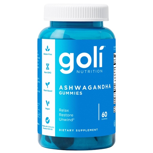 [BRSW2ZQ5OEFQ4GTG] Goli Ashwagandha & Vitamin D Gummy - 60 Count - Mixed Berry, KSM-66, Vegan, Plant Based, Non-GMO, Gluten-Free & Gelatin Free Relax. Restore. Unwind, Pack of 1