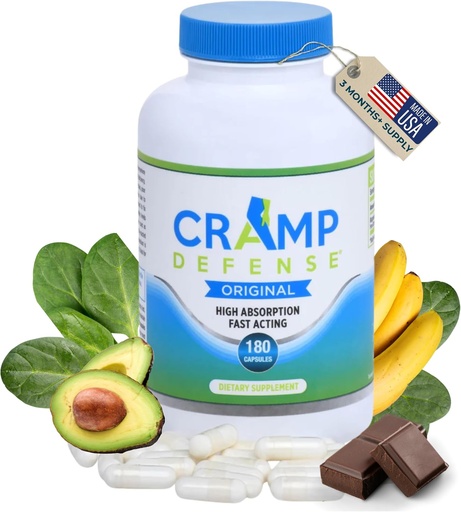 [BRSWKHYPAQDAGGDO] Cramp Defense, for Leg Cramps " Muscle Cramps Relief (During The Day " at night.) Magnesium supplement Made in USA. 3-6 Month Supply per Bottle. يحتوي على (تروماغ) لاستيعاب (ماكس) 1+ مليون بيعت.