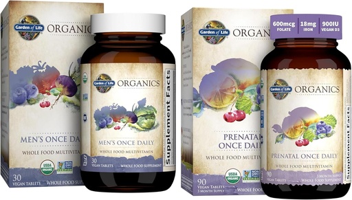 [BRSROAINOQMRAG3G] Vrt življenja Organics Prenatal Vitamin: Folat za energijo in zdravo razvoj ploda in organics Multivitaminski za moške - moški enkrat dnevno celotno hrano Vitamin dodatek tablete, Vegan, 30 Število