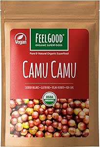 [BRSWGGAEAQBAGYDV] Feelgood Superfoods Organic Camu Camu Powder, Vegan, Non-GMO, Gluten Free Berry Powder with Vitamin C and Antioxidants for Immune Support, 4 oz