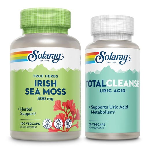 [BRSRABTYB4MQI3Q2] SOLARAY Irish Sea Moss and Total Cleanse Uric Acid - Wellness and Joint Health Bundle w/Naturally Occurring Vitamins, Minerals, Live Bacteria, Plus Tart Cherry, Turmeric and Celery Seed, 100/60ct