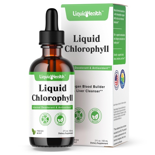 [BRSROZL4A4GRYGQU] LIQUIDHEALTH Liquid Chlorophyll Drops - Internal Deodorizer, Liver Detox, Immune Support, Promote Collagen for Hair & Skin, Stop Bad Breath, Reduce Appetite - Made in the USA, Vegan, Non-GMO (2 oz)