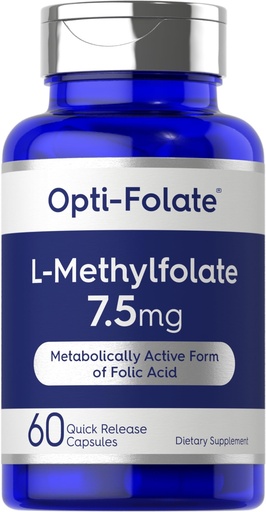 [BRSWGH3QOUBBECIU] Carlyle L Methylfolate 7.5 mg | 60 Capsules | Optimized and Activated | Non-GMO, Gluten Free | Methyl Folate, 5-MTHF | by Opti-Folate