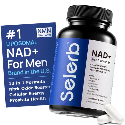 [BRSRAGQRDN6BUELB] NAD Supplement for Men – Liposomal NAD+ NMN Alternative Nitric Oxide Prostate Health Supplements with Resveratrol, CoQ10, L Citrulline and Lycopene for Anti-Aging & Cellular Energy Support 60 Capsules