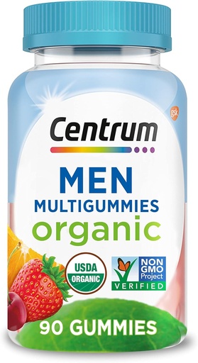 [BRSW2YI5AUIGYYLL] Centrum Men 's Organic Multigummies, Men' s Multivitamin Gummies, Organic Multivitamin pro muže s esenciální výživou pro imunitní podporu, energii a svalové funkce - 90 Počet