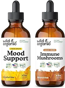 [BRSRAGI3CIIBGYD6] Wild & Organic Mood Support Tincture 4 fl oz & Immune Mushroom Tincture