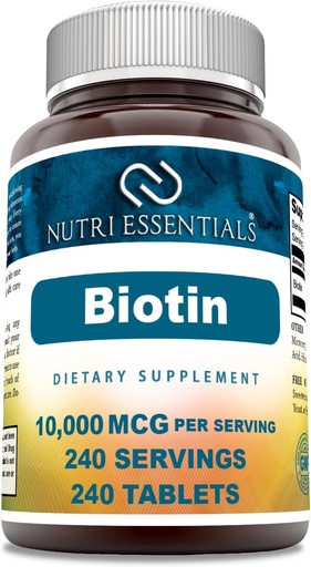 [BRSROA3RC4MAY33X] Biotin (Vitamin B7) 10,000 mcg Supplement | 240 Tablets | Non-GMO | Gluten Free | Made in USA