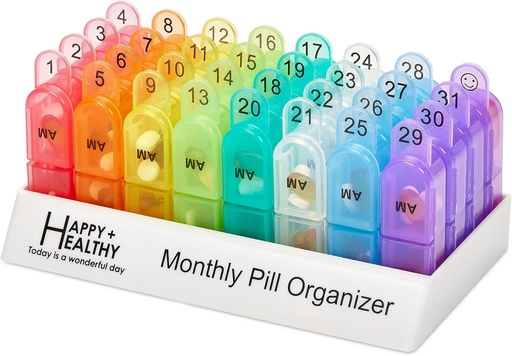 [BRSROGICCMHRGCYY] Monthly Pill Organizer 2 Times a Day, 30 Day Pill Box AM PM, Morning and Night One Month Pill Box Organizer with Daily Removable 31 Day Pill Organizers and Organizing Tray
