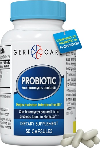 [BRSWIGI4OIIAEFD2] GeriCare S. Boulardii Probiotic Saccharomyces Boulardii - Probiotics for Digestive Health for Women &amp; Men - 500mg - Compare con el Ingrediente Activo en Florastor Probiotic Gut Formula (50 cápsulas)
