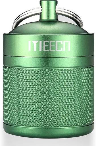 [BRSWGCTYOZ4GOG3A] Keychain Pill Holder, Box, Aluminum, Waterproof Container, Pill Organizer for Outdoor Travel Camping，Size: 1.6 x 1.6 x 2 in (Green)