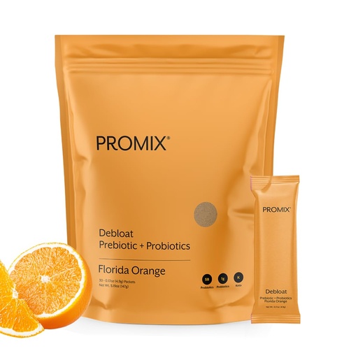 [BRSROFD3CEDR43TB] ProMix Nutrition Debloat Prebiotics and Probiotics with Baobab - Rich in Vitamin C, Bloating Relief, Immune Support - Orange - 30 Servings (Pack of 30)