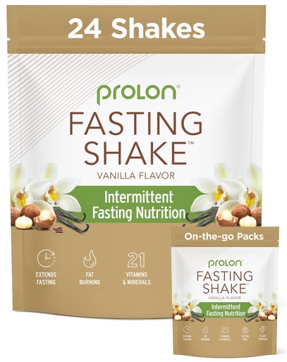 [BRSROYY3OF4BMAD6] Prolon Intermittent Fasting Drink Mix | Shake for Intermittent Fasting | Vitamins, Fiber, Plant-Based Protein | Keto, Vegan, Gluten Free, Dairy Free | Vanilla, 2x12 ct Bags (Total 24 Servings)