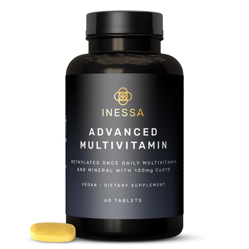 [BRSWKGTZPMGACDI3] Inessa Methylated Multivitamin for Men and Women - Advanced Natural Daily Mens Multivitamins with CoQ10 100mg, Vitamins D3, K2, A, B Complex Vitamins, Folic Acid & Zinc - 60 Vegan Tablets