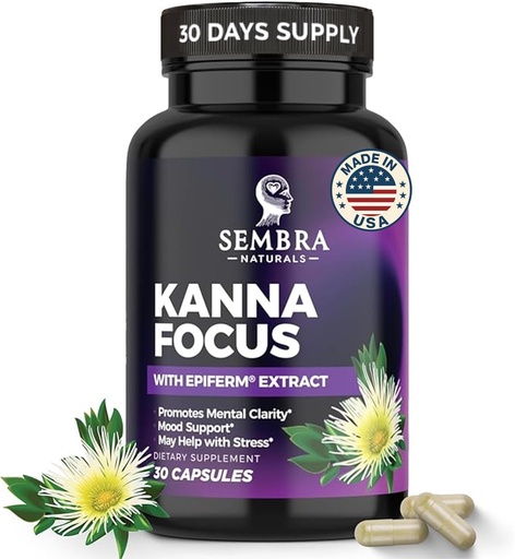 [BRSRAGL4CB6QECDJ] KANNAFOCUS - Natural Kanna Extract 50mg, Fermented Sceletium Tortuosum & Bioperine® - Focus, Mood & Mental Wellness Support - Herbal Nootropic for Daily Clarity & Energy - 30 Capsules