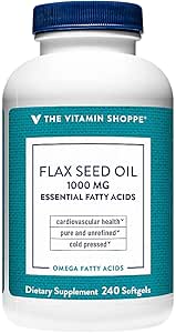 [BRSWIATYOYHWCDTA] The Vitamin Shoppe Certified Organic Flax Seed Oil 1,000MG, Essential Fatty Acid That Supports Cardiovascular Health, Unrefined & Pesticide Free, Cold Pressed Flax Seed Oil (240 Softgels)