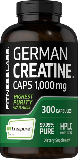 [BRSWI2QCBYOBGEQZ] Fitness Labs German Creatine Monohydrate Capsules | 1000mg | 300 Pills | Supplement for Men and Women | Non-GMO, Gluten Free