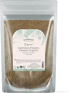 [BRSW22QFPMFGCFLU] Starwest Botanicals Organic Calendula Flower Powder - Natural Dried Herb for Tea, Herbal Blends, & Culinary Use, Caffeine Free, Certified Kosher, Non-GMO - 4 oz Pouch