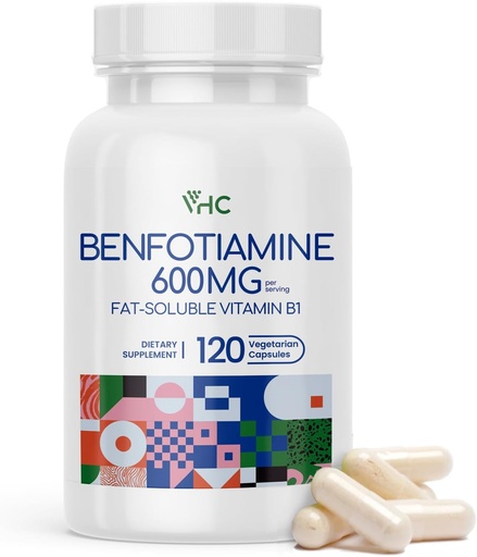 [BRSROZQOAUMAO33J] VHC Vitamin B1 Benfotiamine 600mg Suplemen- 5X Time Fat-Soluble Thiamin B1 - Max Boost Bioavailable Thiamine B1 - 120 Vevelgie Capsules, Non-GMO, Soy Free- Dibuat di USA