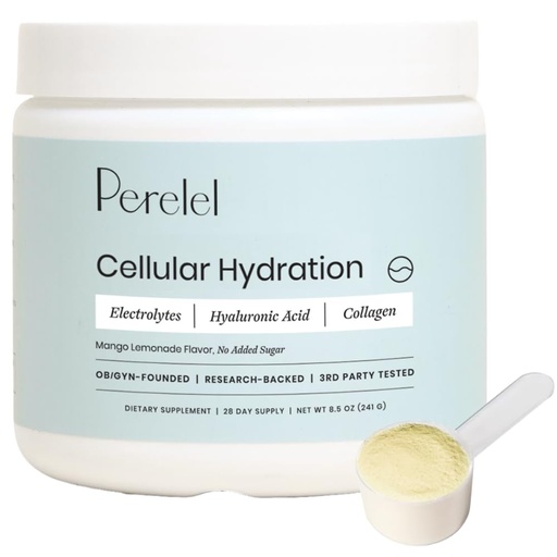 [BRSRAHQNBUHWKHL2] Perelel Hydration Powder, Electrolyte Supplement with Collagen & Hyaluronic Acid, Mango Lemonade Flavor, Soy & Gluten Free, Non GMO, No Added Sugar, 28 Servings