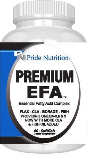 [BRSWIHYICIPQKC36] Pride Nutrition Premium EFA Omega 3-6-9 Supplement for Men and Women 5 in 1 - EPA, DHA, GLA, ALA & CLA Essential Fatty Acids with Fish Oil - Softgel Pills