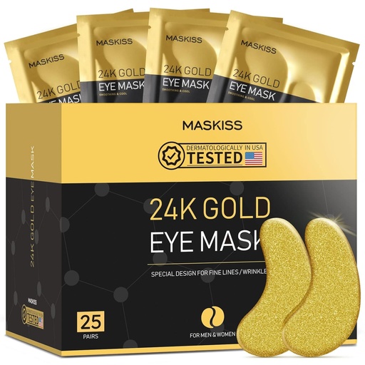 [BRSRMFQNOQGWO3LA] 24k Gold Under Eye Patches (25 Pairs), eye mask, Collagen Skin Care Products, Eye Patches for Puffy Eyes, eye masks for dark circles and puffiness