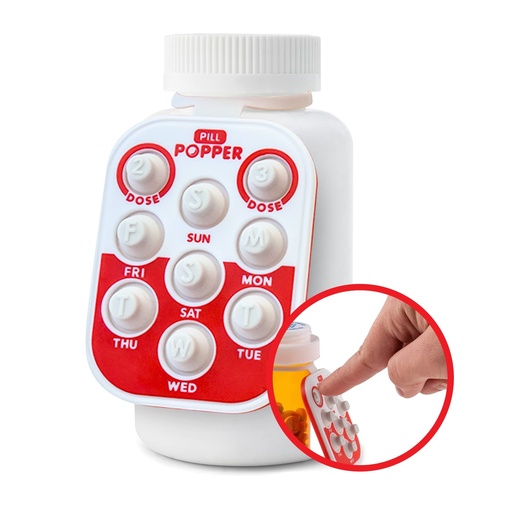 [BRSWYZ32AAFA2DQZ] Pill Popper Medication Tracker, Daily Pill Reminder, Small and Portable Memory Aid with Buttons, Attaches to Pill Container, Tracks up to 3 Doses per Day, Multicolor, 3-Pack - Easy To Use Products