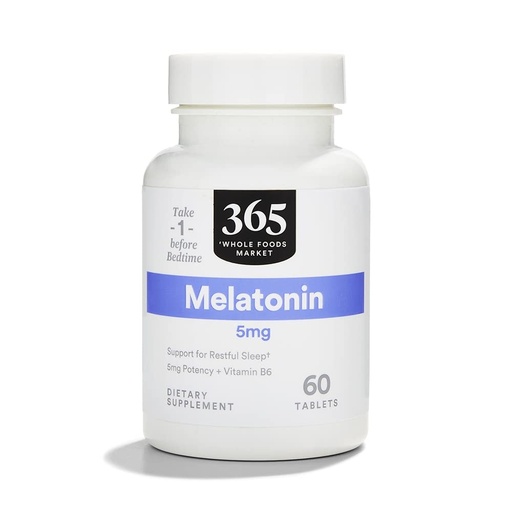 [BRSWGZQBOUCGOELA] 365 by Whole Foods Market, Melatonin 5mg, 60 Count