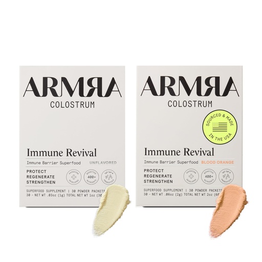 [BRSW2ZD3AAORQ2Q7] ARMRA Colostrum™ Premium Powder, Grass Fed, Gut Health Bloating Immunity Skin & Hair, Contains 400+ Bioactive Nutrients, Keto, Gluten & Fat Free (Unflavored, Blood Orange Bundle | 60 Servings)