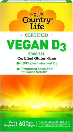 [BRSWI2YEBMNG2C3E] Country Life Vegan D3, 60 Count