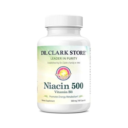 [BRSWICQFDEORMFTO] Dr. Clark Niacin 500 (Vitamin B3) Supplement, 500mg, 100 Gelatin Capsules