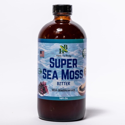 [BRSRMZINOAARQG3O] Herb To Body Super Sea Moss Bitter With Bladderwrack - 16oz