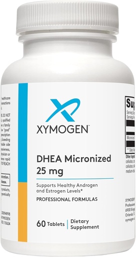 [BRSRMGQTCUAQ23LD] XYMOGEN DHEA 25 mg - Micronized DHEA Supplement for Women & Men - Support Healthy Androgen and Estrogen Levels & Adrenal Support (60 Tablets)