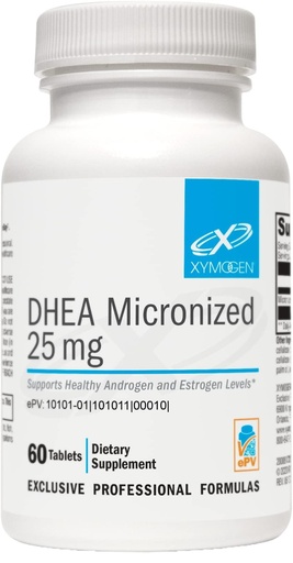 [BRSRMGQTCUAQ23LD] XYMOGEN DHEA Micronized - 25 mg Dehydroepiandrosterone - Androgen and Estrogen Support - Gluten-Free, Soy Free & Dairy Free - 60 Tablets
